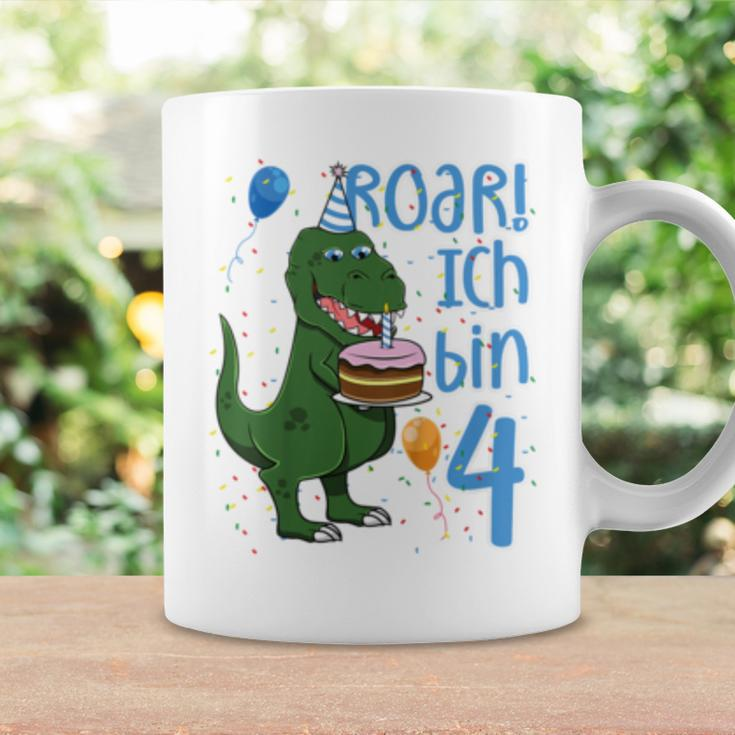 Kinder T-Rex 4. Geburtstag Tassen, Lustiges Dino 4 Jahre Motiv Geschenkideen