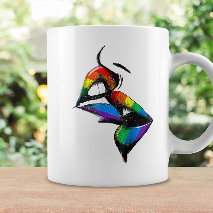 Lesbian Lips Kissing Rainbow Flag Gay Pride Lgbt Coffee Mug Gifts ideas