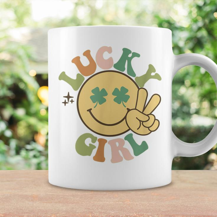 Lucky St Patricks Day Retro Smiling Face Shamrock Hippie Coffee Mug Gifts ideas