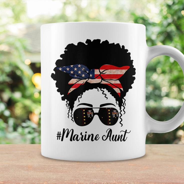 Marine Life Marine Military Aunt Messy Bun Black Womens Coffee Mug Gifts ideas