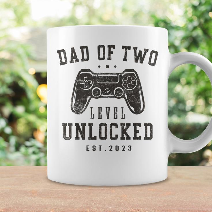Mens Dad Of Two Level Unlocked 2023 Gifts Promoted To Daddy Again Coffee Mug Gifts ideas