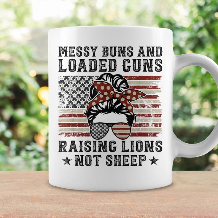 Messy Buns & Loaded Guns Raising Lions Usa Pro Gun Mom Coffee Mug Gifts ideas