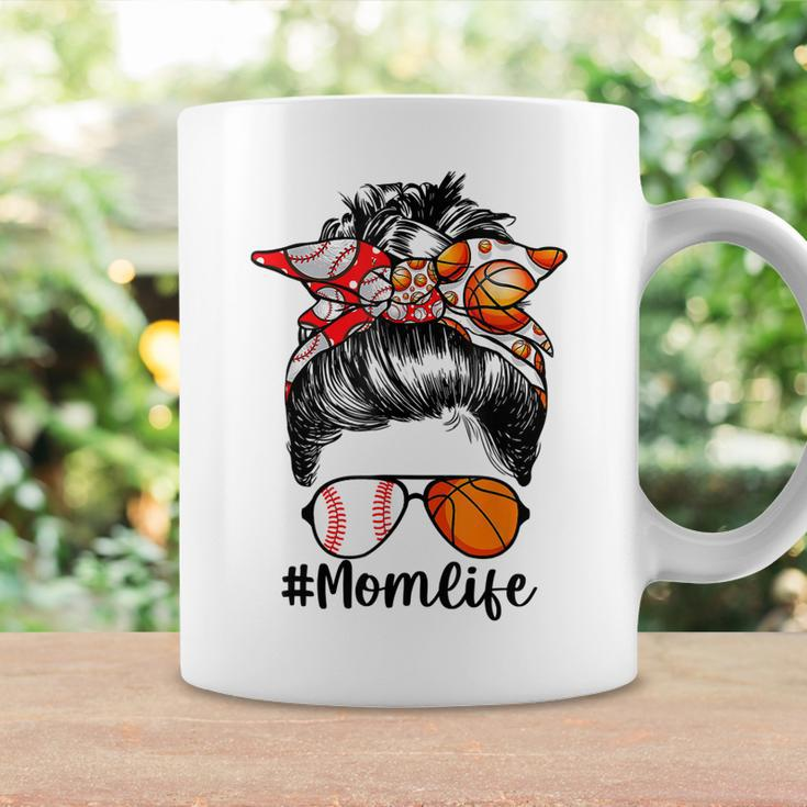 Mom Life Baseball Basketball Aunt Messy Bun Mothers Day Coffee Mug Gifts ideas