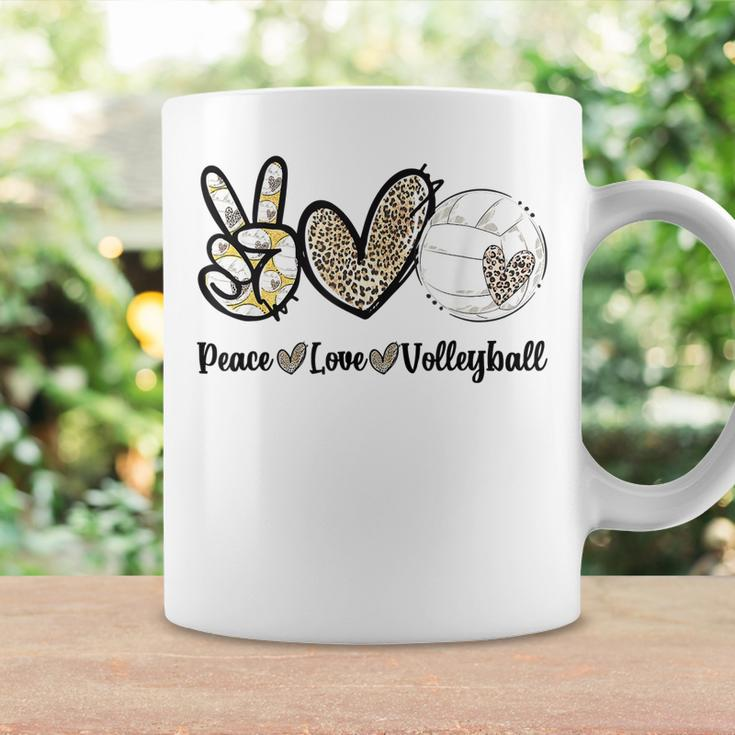 Peace Love Volleyball Mom Leopard Print Cheetah Pattern Coffee Mug Gifts ideas