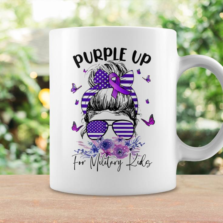Purple Up For Military Kids Child Month Messy Bun Floral Coffee Mug Gifts ideas