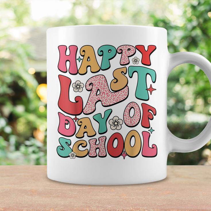 Retro Groovy Happy Last-Day Of School Leopard Teacher Kids Coffee Mug Gifts ideas