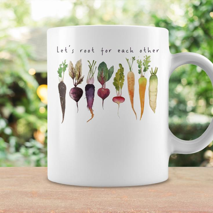 Retro Lets Root For Each Other Cute Veggie Funny Vegan Coffee Mug Gifts ideas