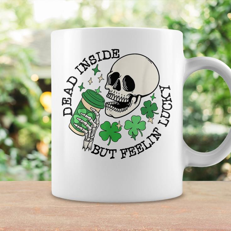St Patricks Skeleton Coffee Dead Inside But Feelin Lucky Coffee Mug Gifts ideas