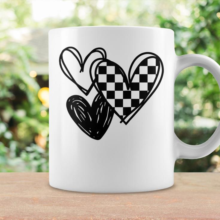 Womens Checker Flag Racing Heart Auto Racing Racetrack Coffee Mug Gifts ideas