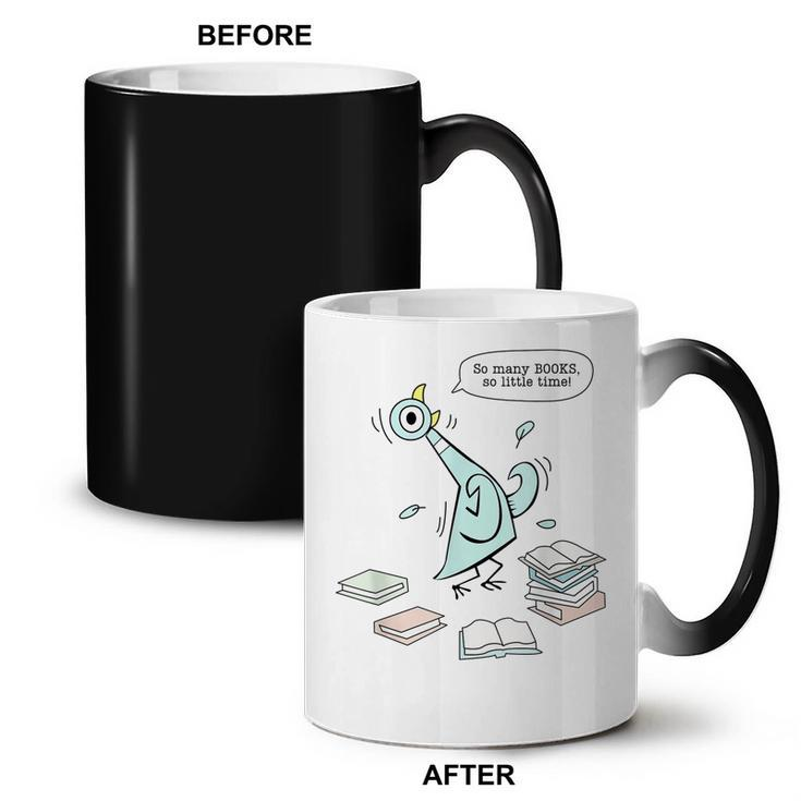 Teacher Library Read Mo Books Pigeon Reading Library  Coffee Color Changing Mug
