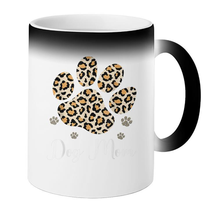 Best Dog Mom Ever Leopard Dog Paw Mothers Day Gift Coffee Color Changing Mug