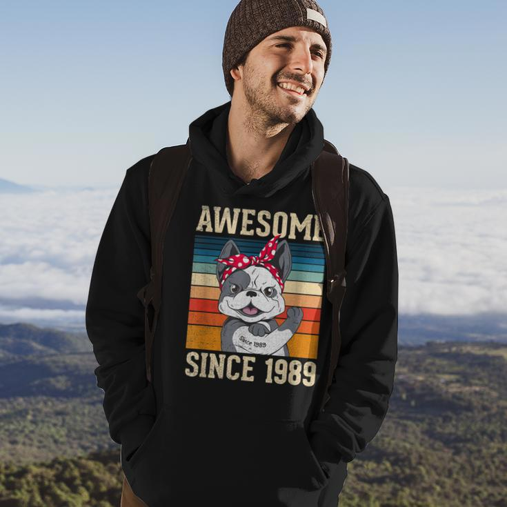 34 Year Old Awesome Since 1989 34Th Birthday Gift Dog Girl Hoodie Lifestyle