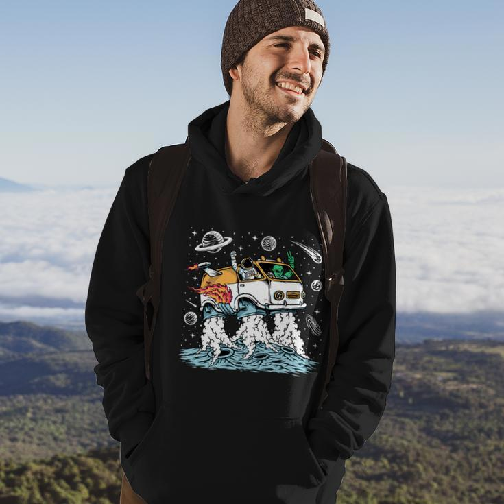 Astronaut And Alien Drive Space Car Hoodie Lifestyle