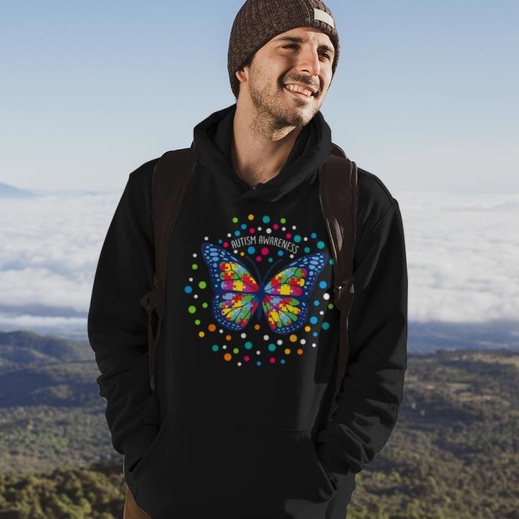 Autism Gifts Women Men Butterfly Support Autism Awareness Hoodie Lifestyle