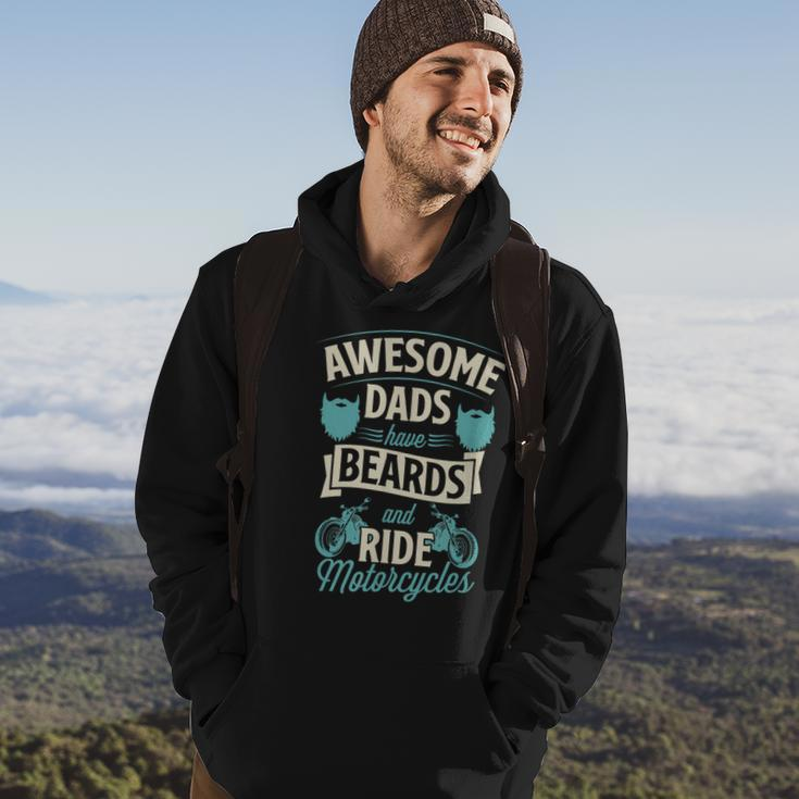 Awesome Dads Have Beards And Ride Motorcycles Best Biker Dad Gift For Mens Hoodie Lifestyle