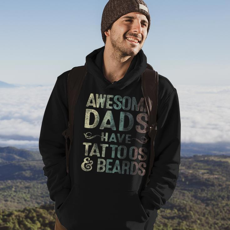 Awesome Dads Have Tattoos & Beards Bearded Dad Fathers Day Gift For Mens Hoodie Lifestyle