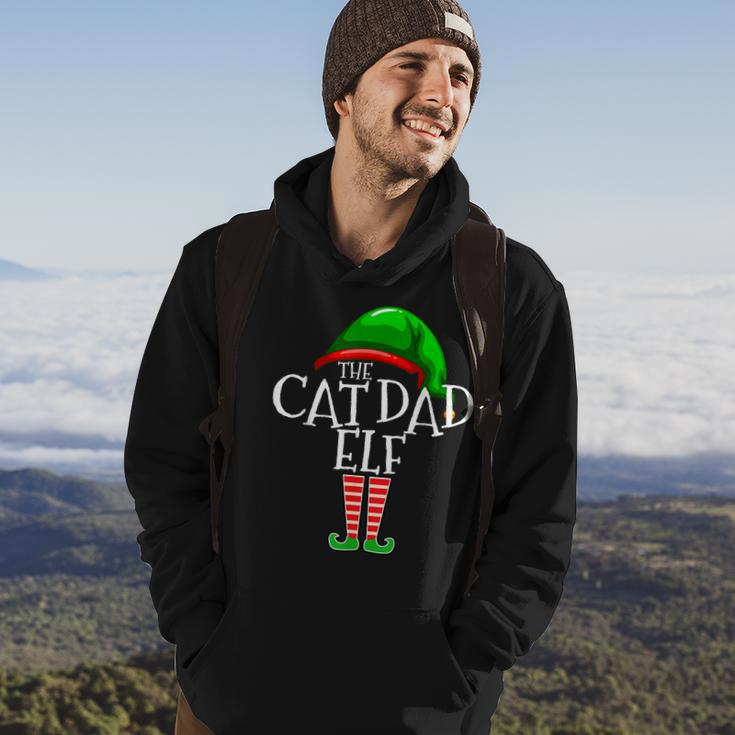 Cat Dad Elf Group Matching Family Christmas Gift Daddy Men Men Hoodie Graphic Print Hooded Sweatshirt Lifestyle