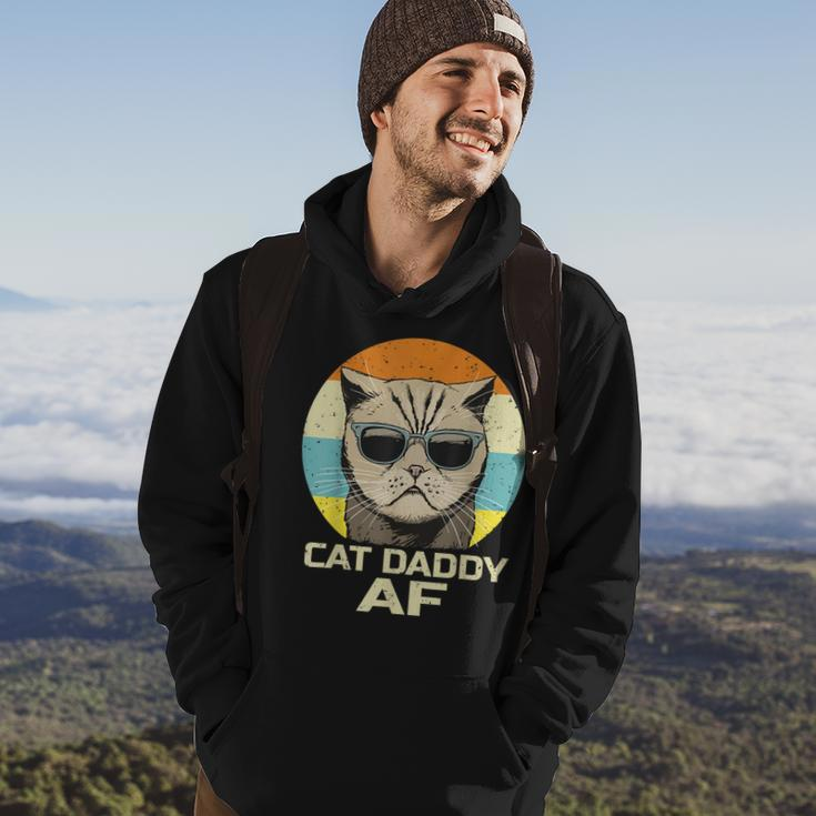 Cat Daddy Af Vintage Graphic Funny Fathers Day Cat Dad Hoodie Lifestyle