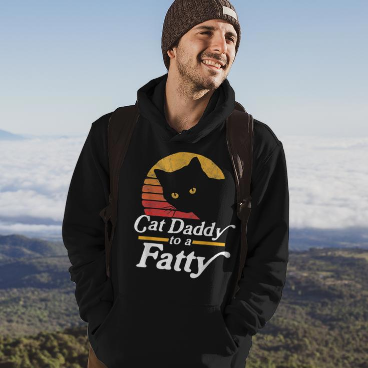Cat Daddy To A Fatty Funny Vintage 80S Sunset Fat Chonk Dad Hoodie Lifestyle