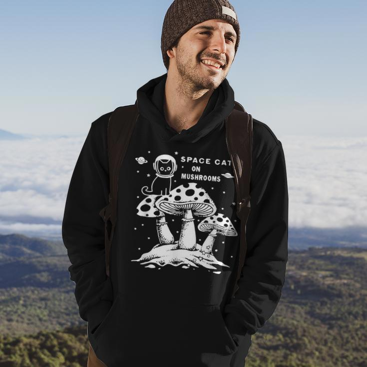Catronaus Space Cat On Mushrooms Ufo Funny Space Cat Hoodie Lifestyle