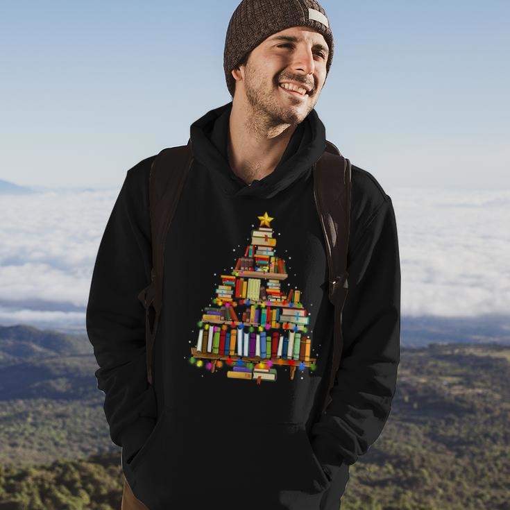 Christmas Library Tree For Librarian And Book Lover Men Hoodie Lifestyle