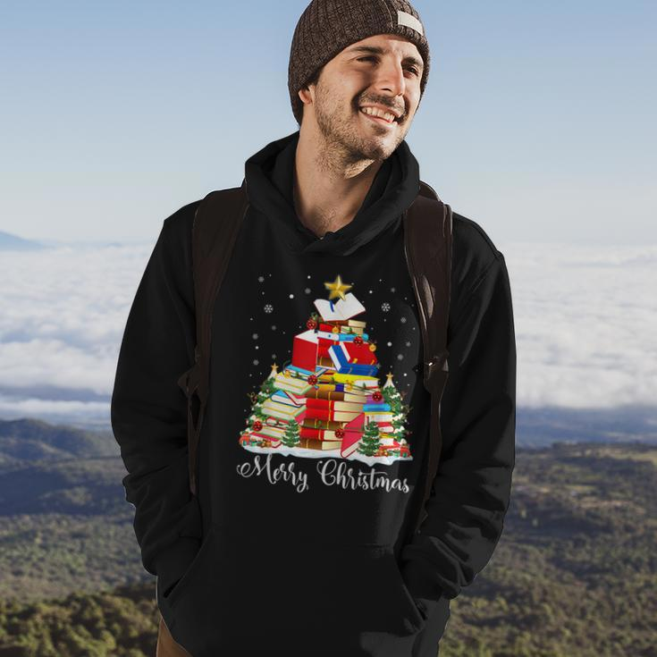 Christmas Library Tree Xmas Librarian And Book Lover V3 Men Hoodie Lifestyle