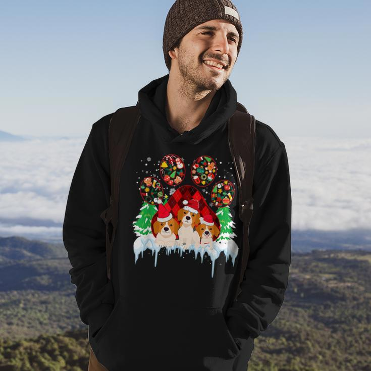 Christmas Santa Paws Dog Paws Beagle Dog Lover In Xmas Men Hoodie Graphic Print Hooded Sweatshirt Lifestyle