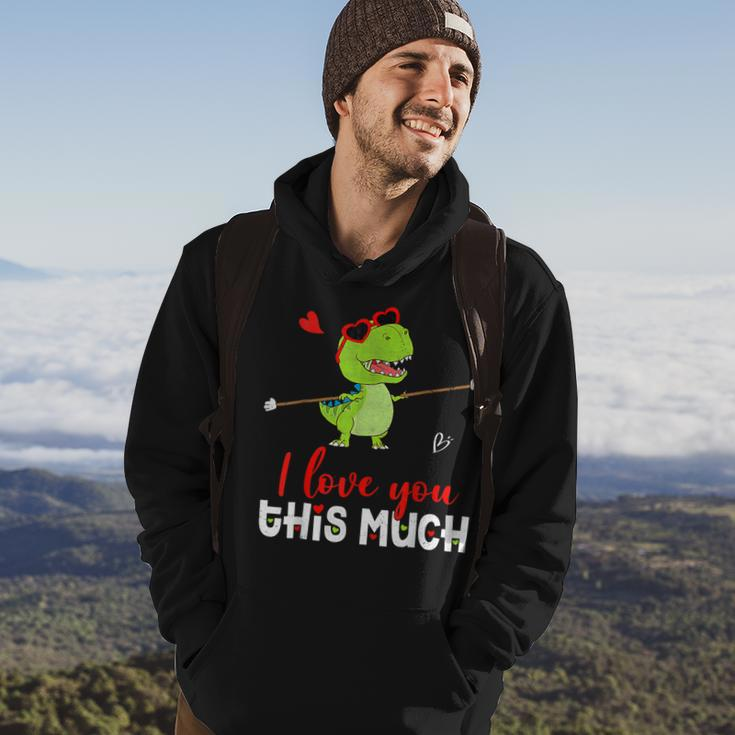 Cute Dinosaur I Love You This Much Valentines Day Trex Hoodie Lifestyle