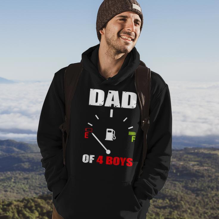 Dad Of 4 Boys Vintage Dad Battery Low Fathers Day Hoodie Lifestyle