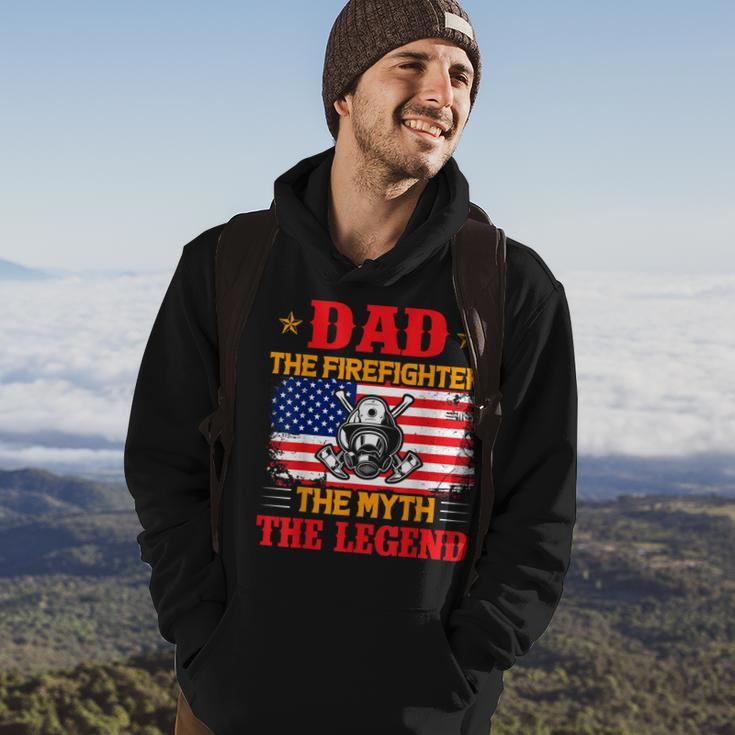 Dad The Firefighter The Myth The Legend American Flag Hoodie Lifestyle