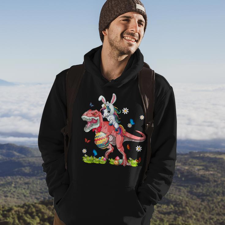 Dinosaur Easter Day Unicorn Riding T-Rex Bunny Costume Gift Hoodie Lifestyle