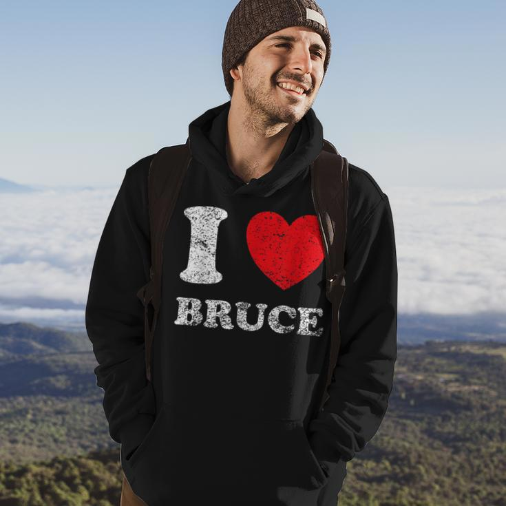 Distressed Grunge Worn Out Style I Love Bruce Hoodie Lifestyle