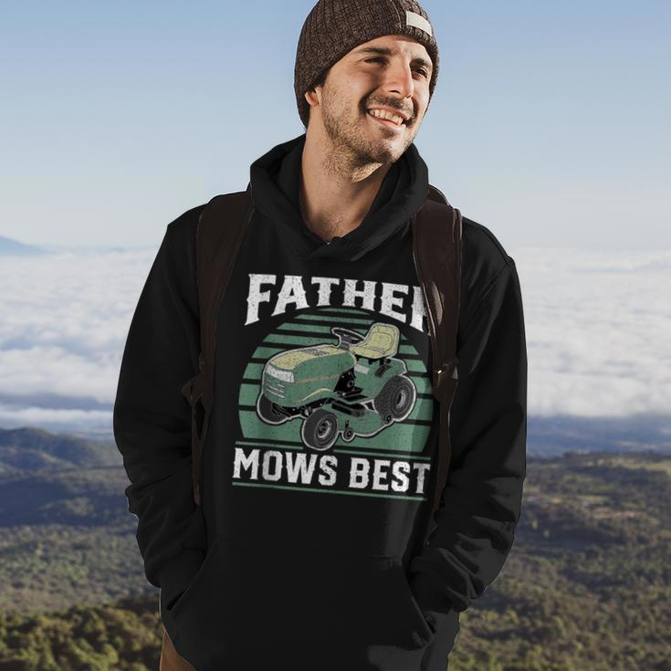 Father Mows Best Funny Riding Mower Retro Mowing Dad Gift Hoodie Lifestyle