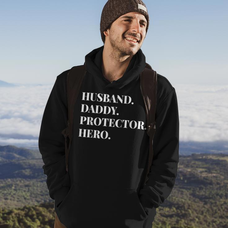 Fathers Day Husband Daddy Protector Hero Dad Gift Hoodie Lifestyle