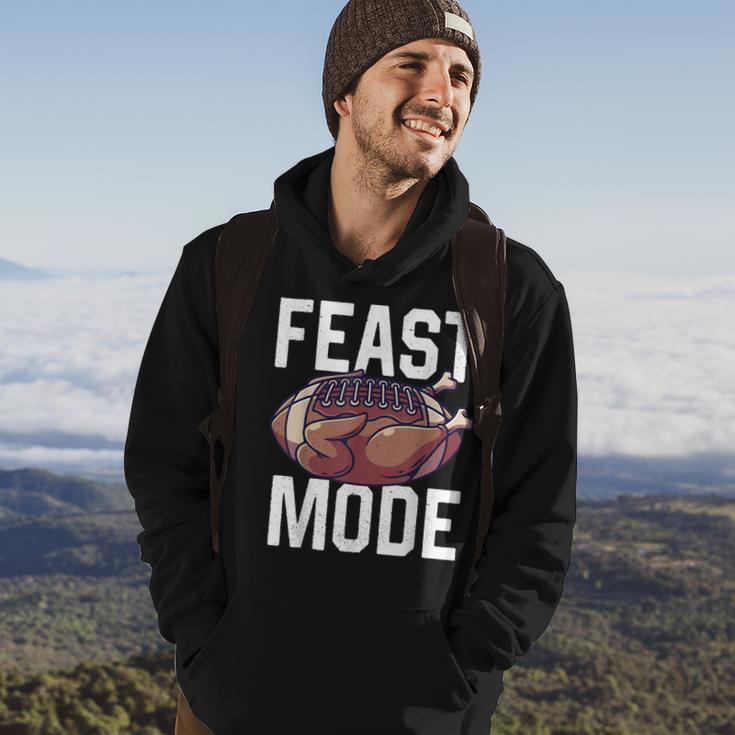 Feast Mode Football Turkey Funny Thanksgiving Day Gift Men Hoodie Graphic Print Hooded Sweatshirt Lifestyle