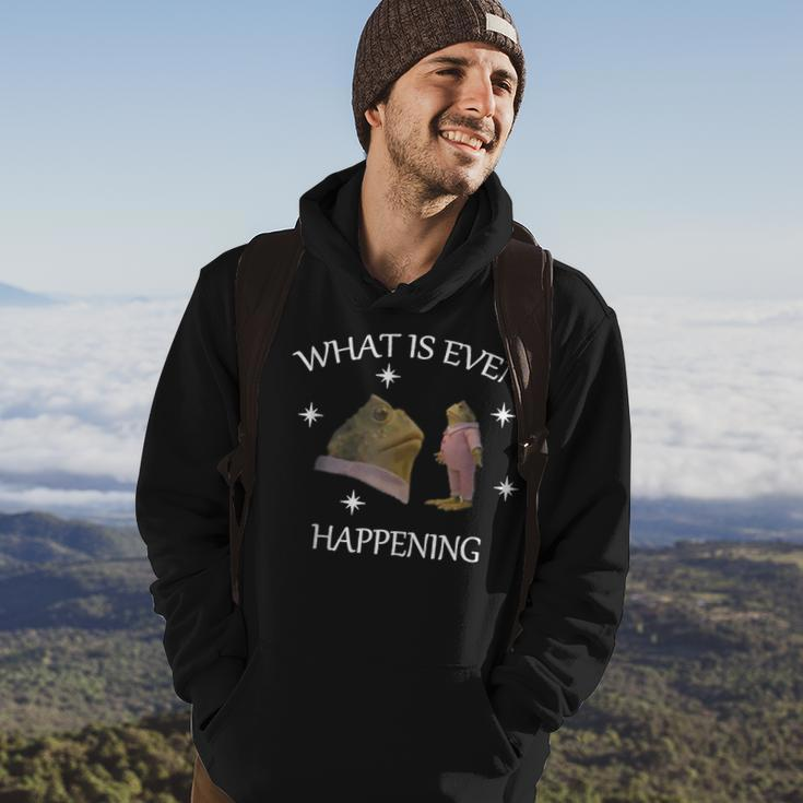 Frog What Is Even Happening Funny Frog Inspired Hoodie Lifestyle