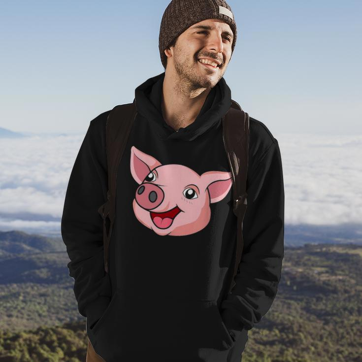 Funny Cute Pig Face Farm Adorable Pink Piglet Lover Farmer Hoodie Lifestyle