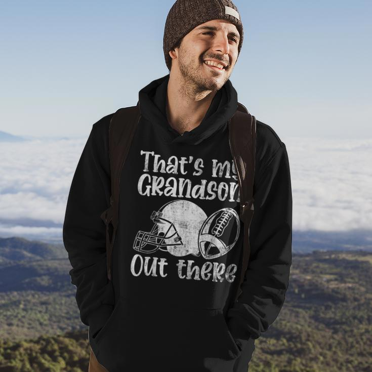 Funny Football Grandma Grandpa Thats My Grandson Out There Hoodie Lifestyle
