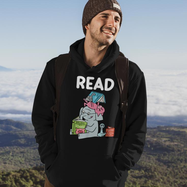 Funny Teacher Library Read Book Club Piggie Elephant Pigeons V5 Men Hoodie Graphic Print Hooded Sweatshirt Lifestyle