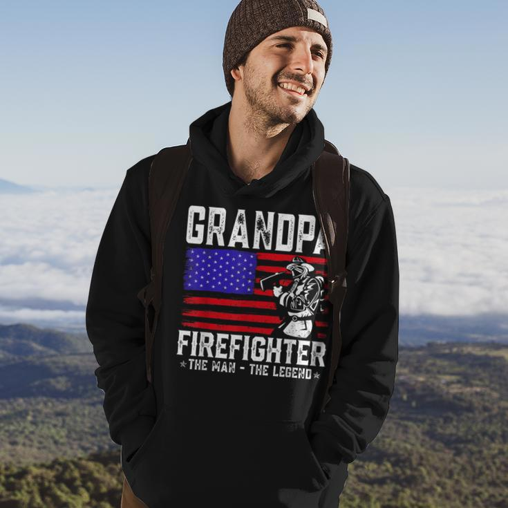 Grandpa Firefighter The Man The Legend American Flag Hoodie Lifestyle