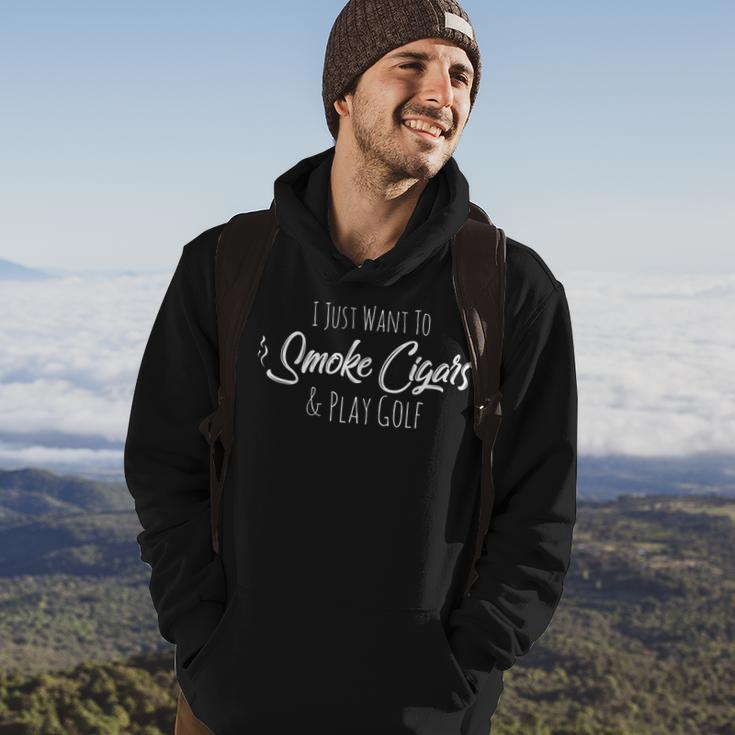 I Just Want To Smoke Cigars & Play Golf Smoker Gifts Hoodie Lifestyle
