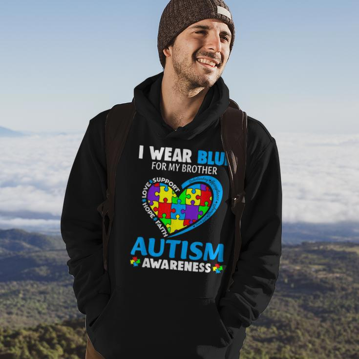 I Wear Blue For My Brother Autism Awareness Day Mom Dad Hoodie Lifestyle