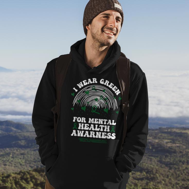 I Wear Green For Mental Health Awareness Green Ribbon Hoodie Lifestyle