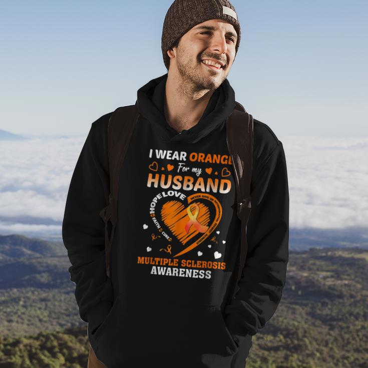 I Wear Orange For My Husband Multiple Sclerosis Ms Awareness Hoodie Lifestyle