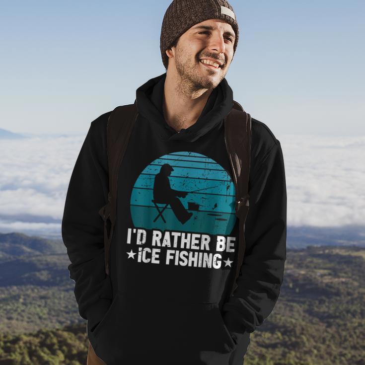 Id Rather Be Ice Fishing Lustige Winterangeln Herren Damen Hoodie Lebensstil