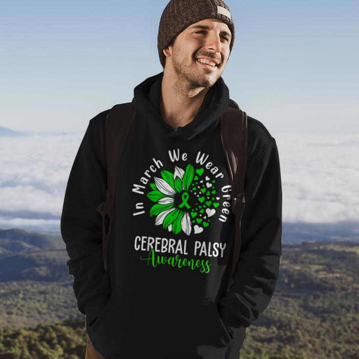 In March We Wear Green Cerebral Palsy Cp Awareness Sunflower Hoodie Lifestyle