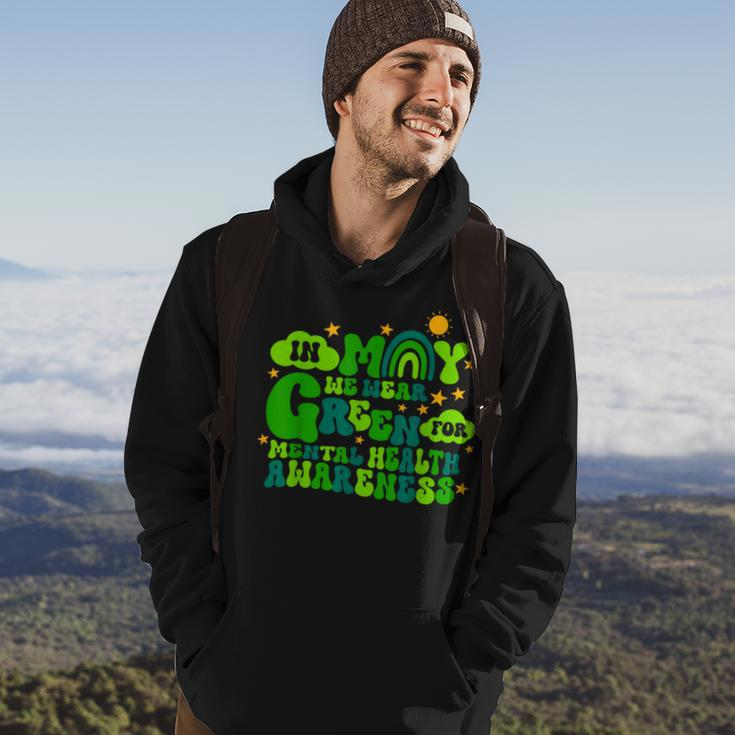 In May We Wear Green Retro Mental Health Awareness Month Hoodie Lifestyle
