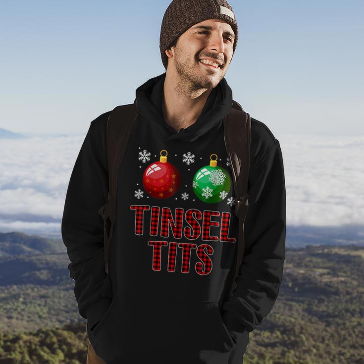 Jingle Balls Tinsel Tits Couple Christmas Couples Matching Men Hoodie Graphic Print Hooded Sweatshirt Lifestyle