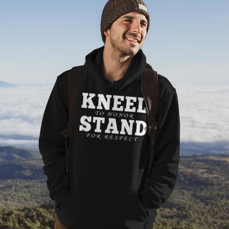 Kneel To Honor Stand For Respect Military Veteran Men Hoodie Graphic Print Hooded Sweatshirt Lifestyle