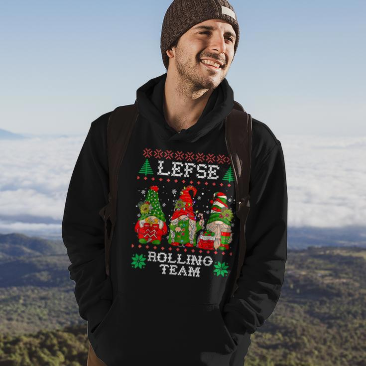 Lefse Rolling Team Gnome Baking Tomte Matching Christmas Men Hoodie Graphic Print Hooded Sweatshirt Lifestyle